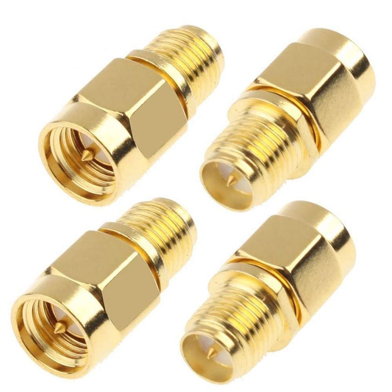 TengKo SMA Male Plug to RP-SMA Female RF Straight Connector Gold Plating Adapter for Wi-Fi Antenna Repeaters Radio Signal Extension Cable (4 Pack - Image 1